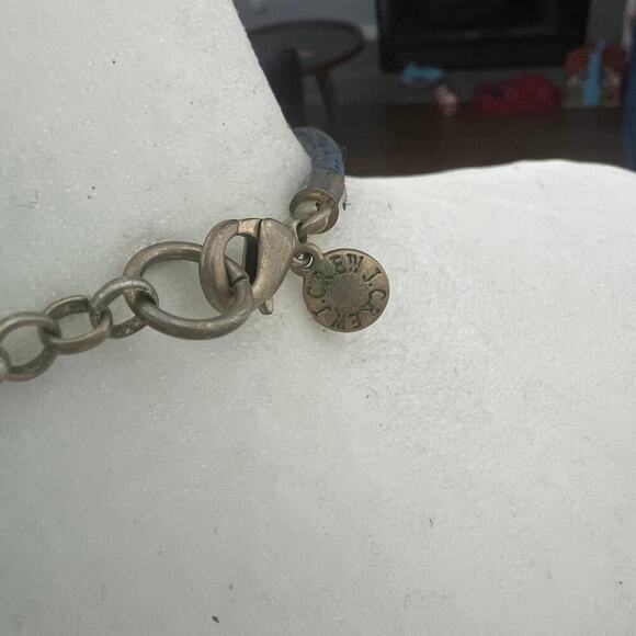 J. Crew Navy Blue and Tan Triangle Cord Bib Necklace - Picture 6 of 6